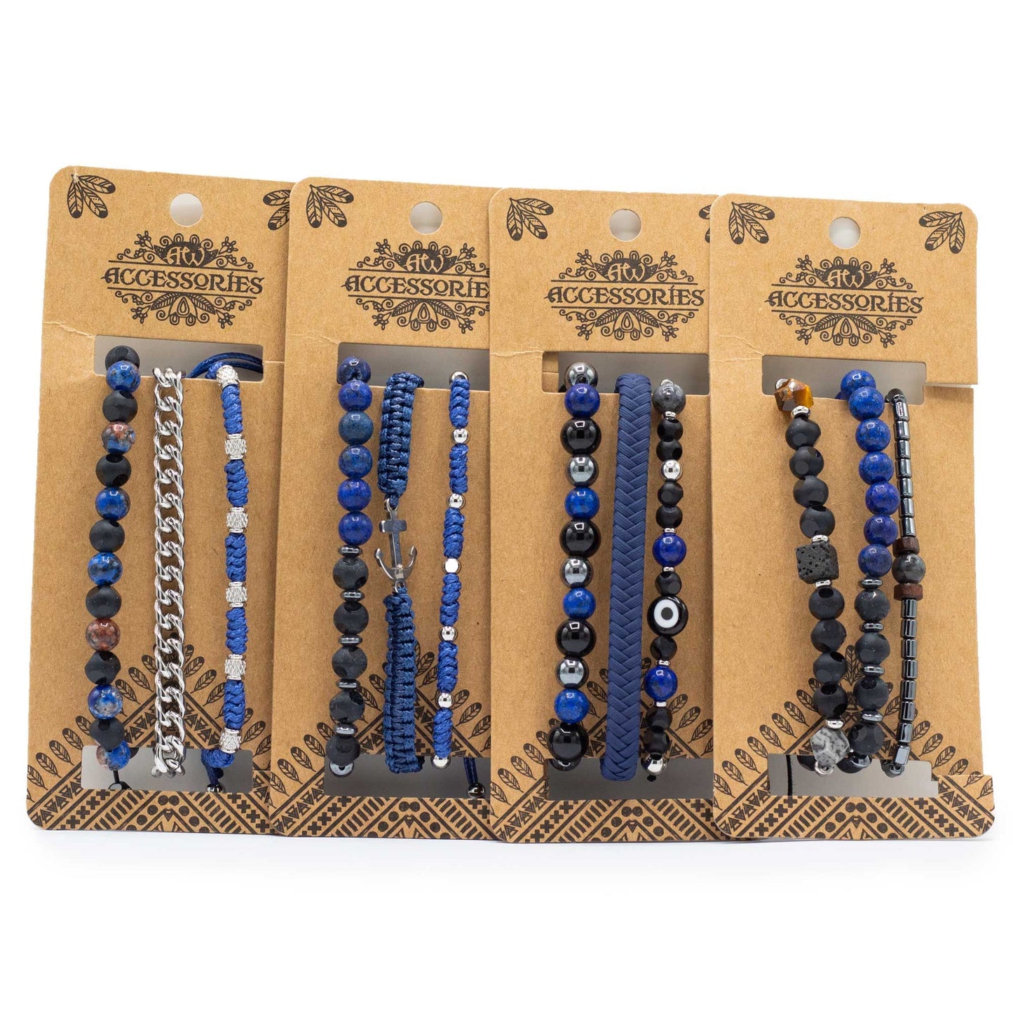 Set de Pulseras para Hombre en Tonos Azules