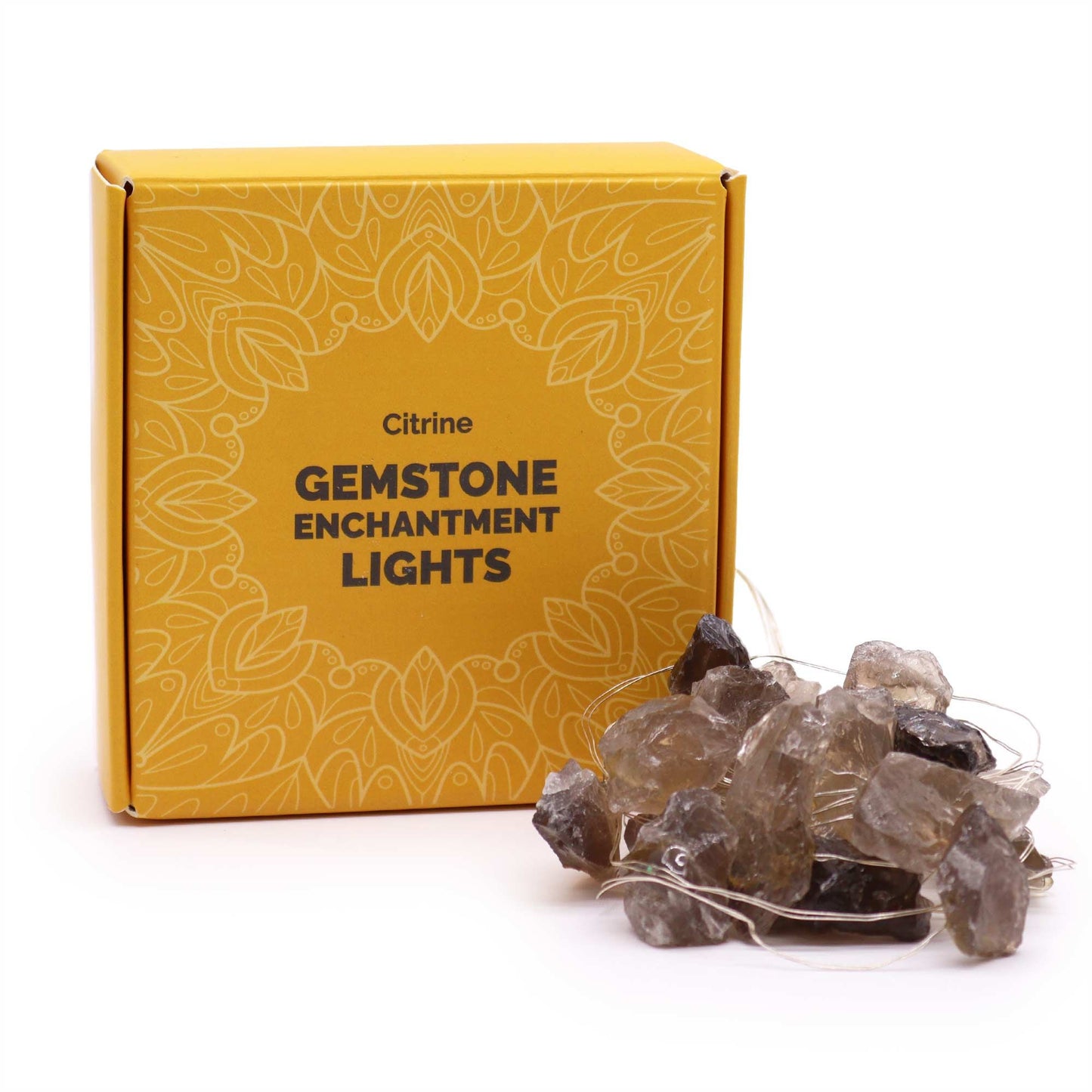 Luces con piedras de citrino ahumado – Decoración luminosa y energética
