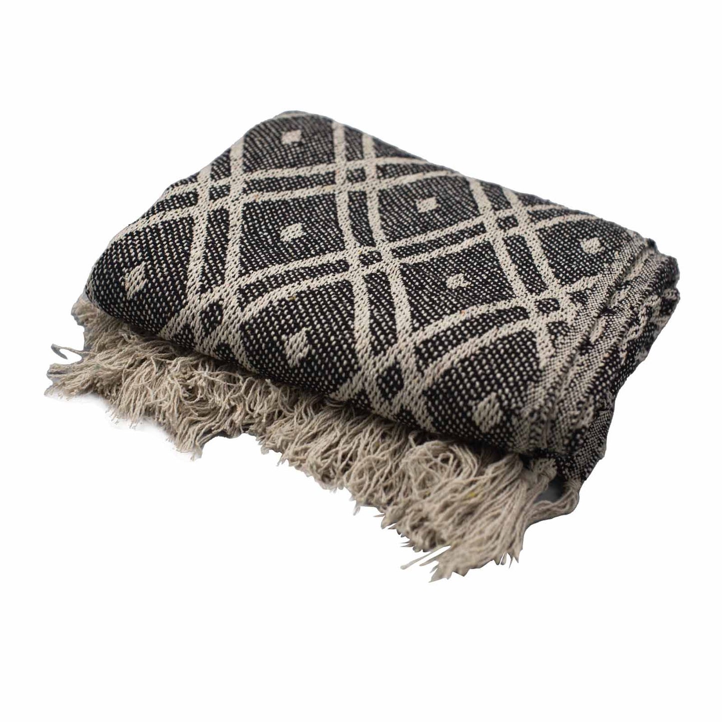 Manta Boho Confort Negro y Beige