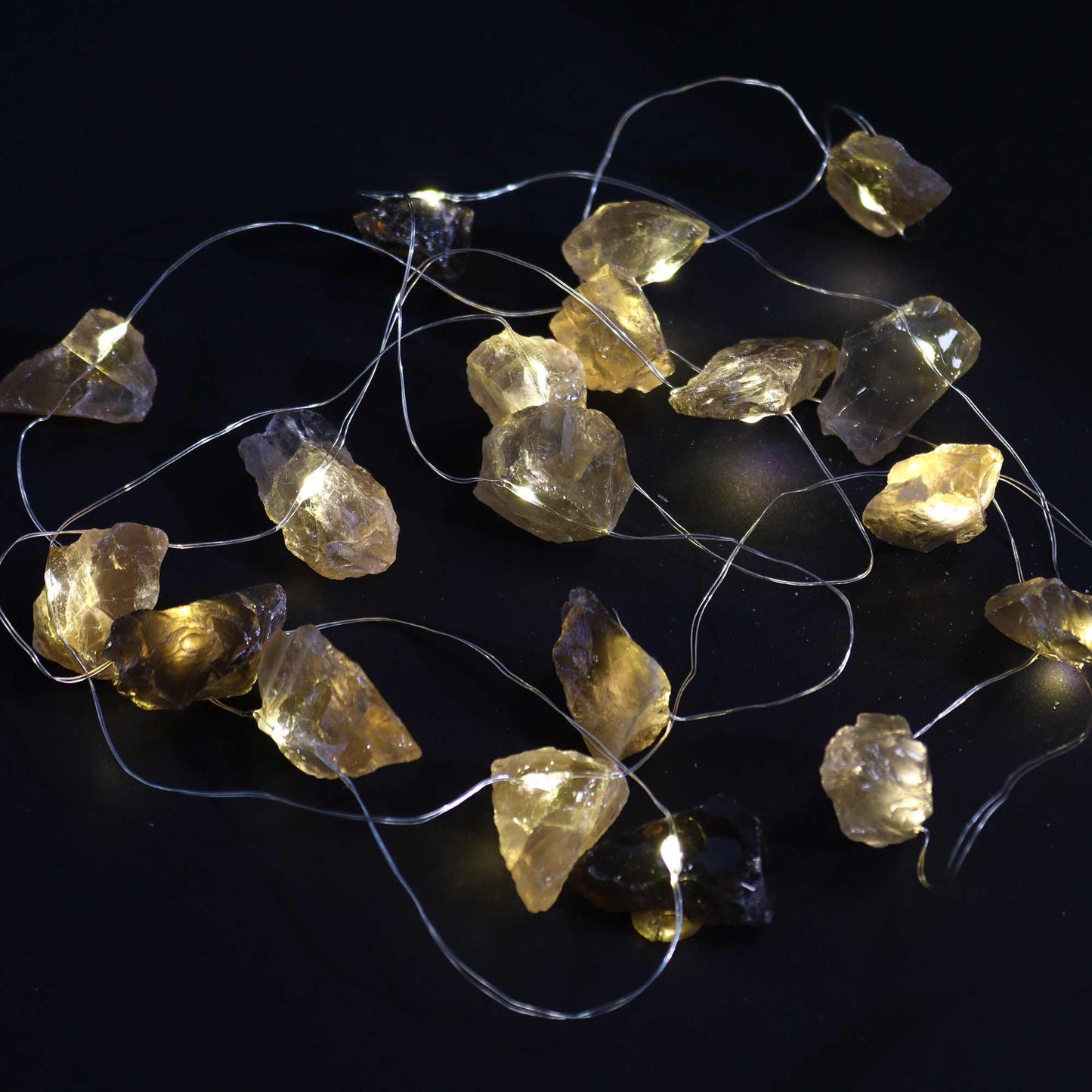 Luces con piedras de citrino ahumado – Decoración luminosa y energética