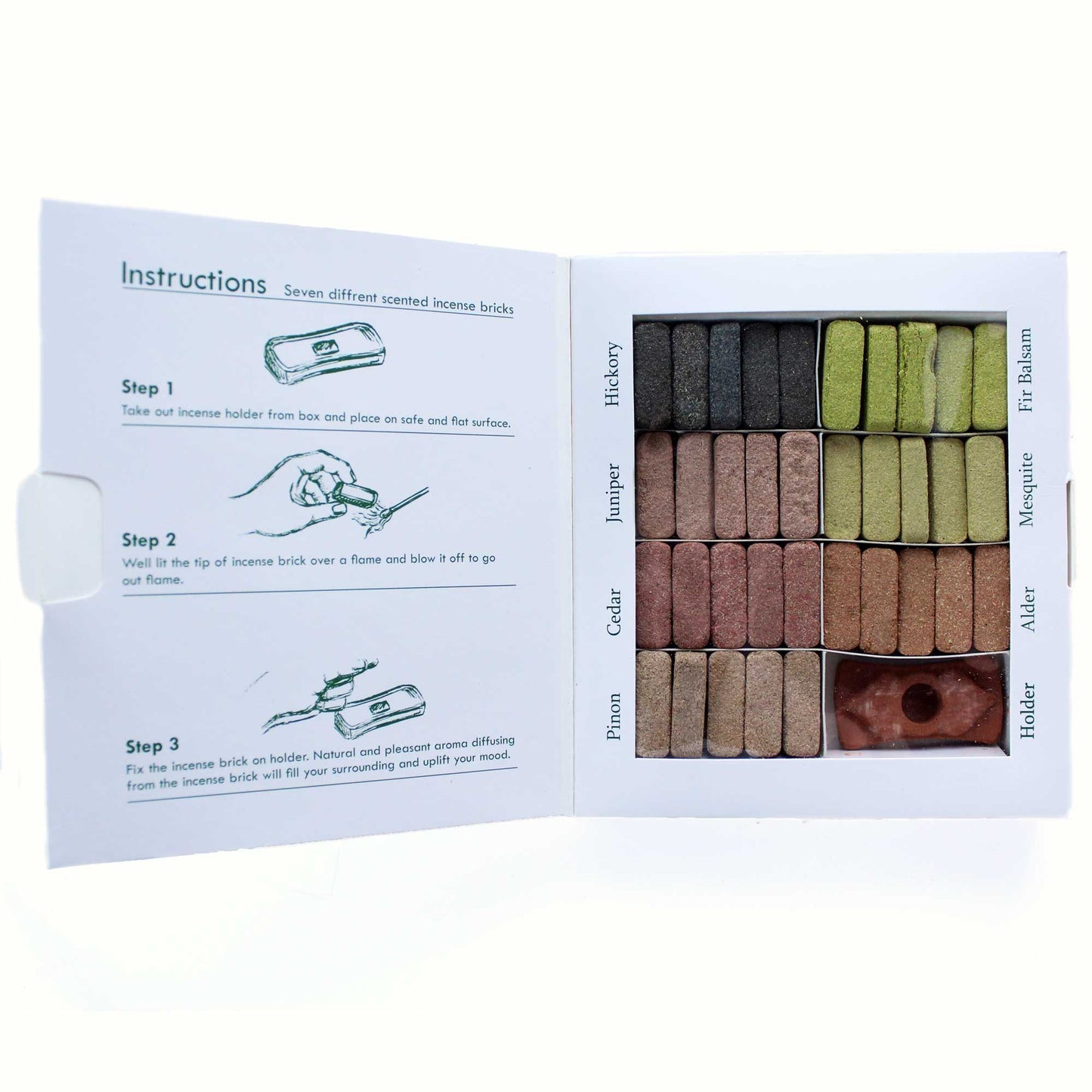 Set de Exhibición de Inciensos Naturales del Himalaya con Quemador – 7 Aromas Botánicos