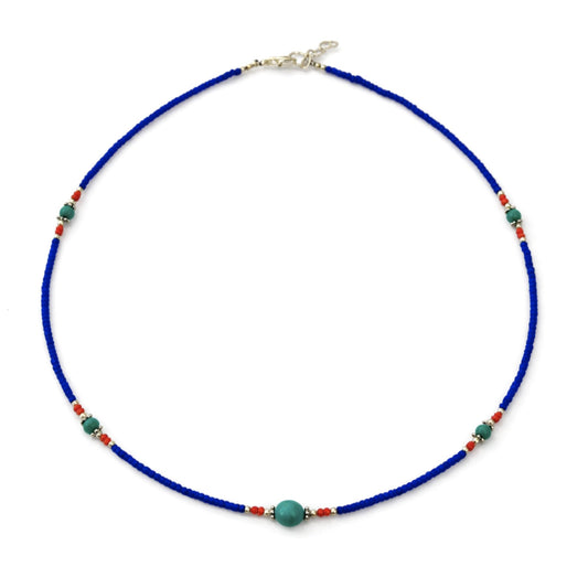 Collar nepalí de gemas extrafinas - ónix azul y árbol de la vida