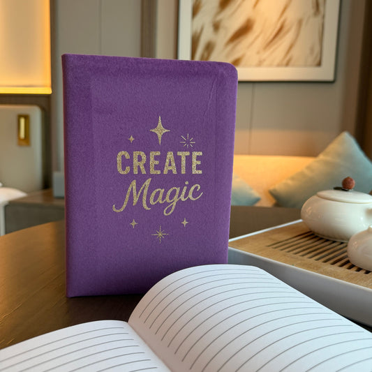 Cuaderno de Terciopelo Morado Create Magic – 80 Páginas para Diario y Notas