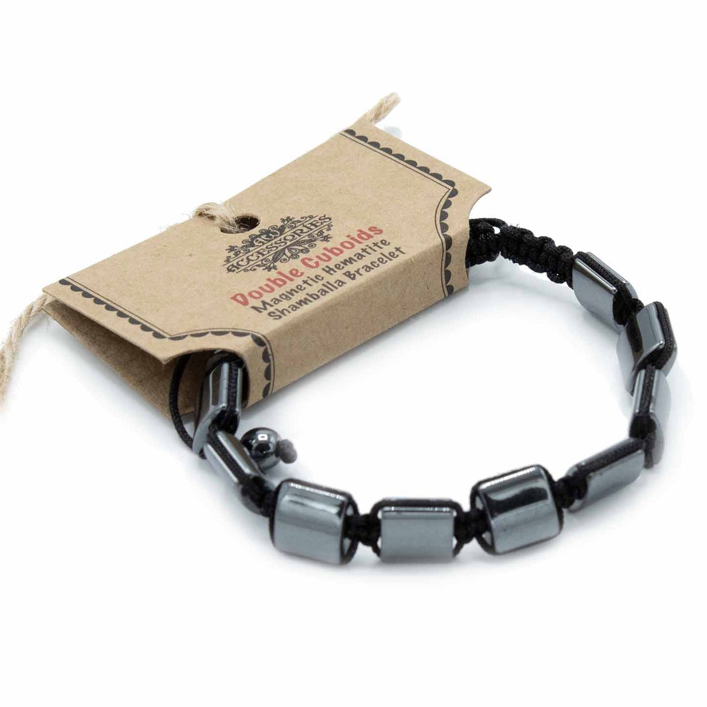 Pulsera Shamballa de Hematita – Cuboides Dobles