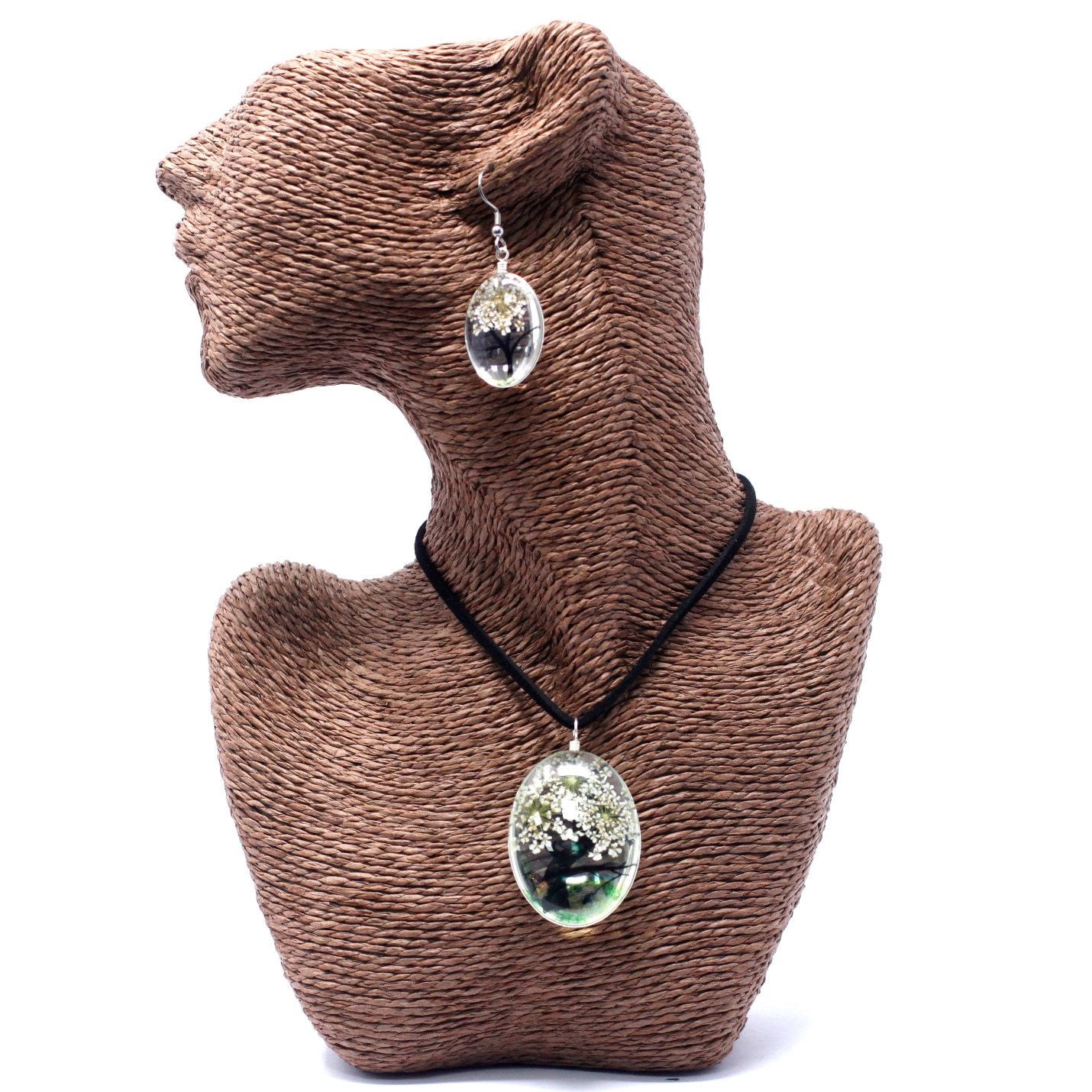 Conjunto Árbol de la Vida Blanco – Collar y Pendientes
