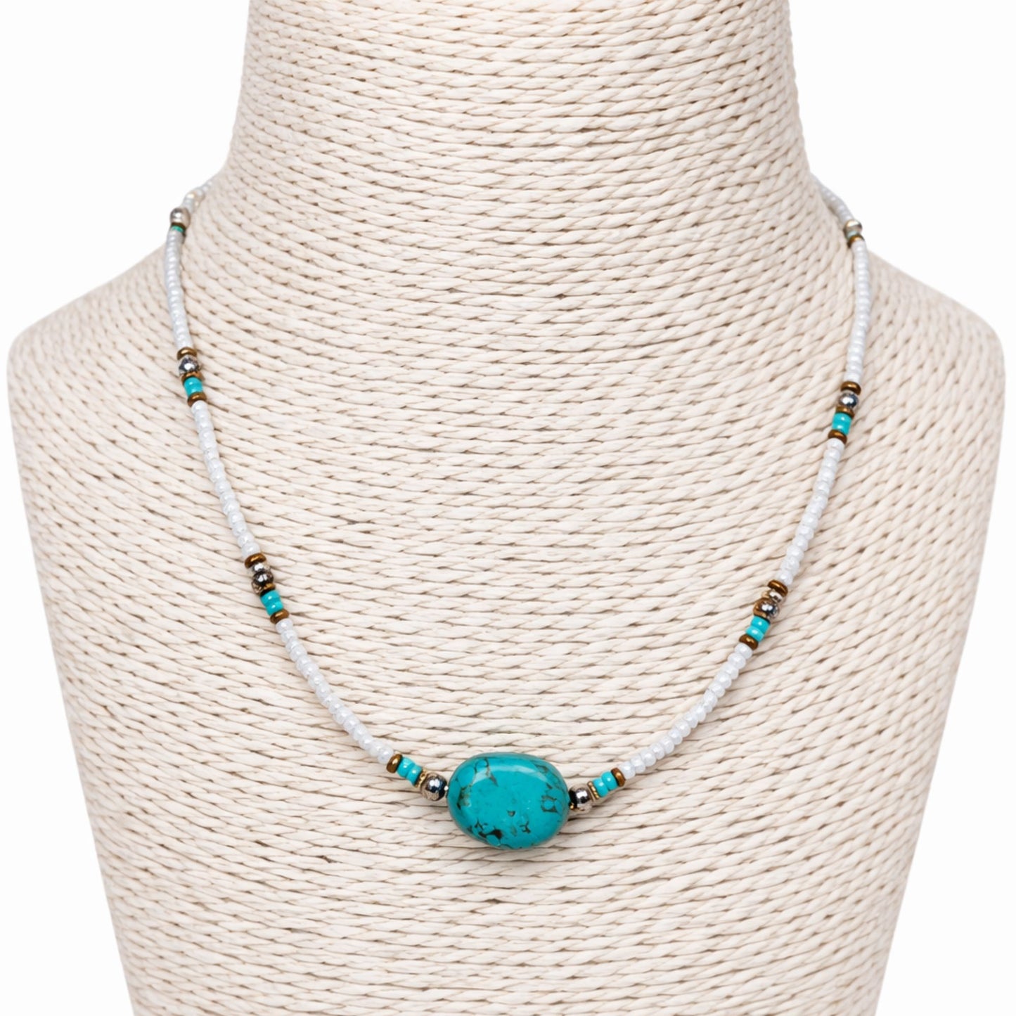 Collar Howlita y Turquesa 42 cm