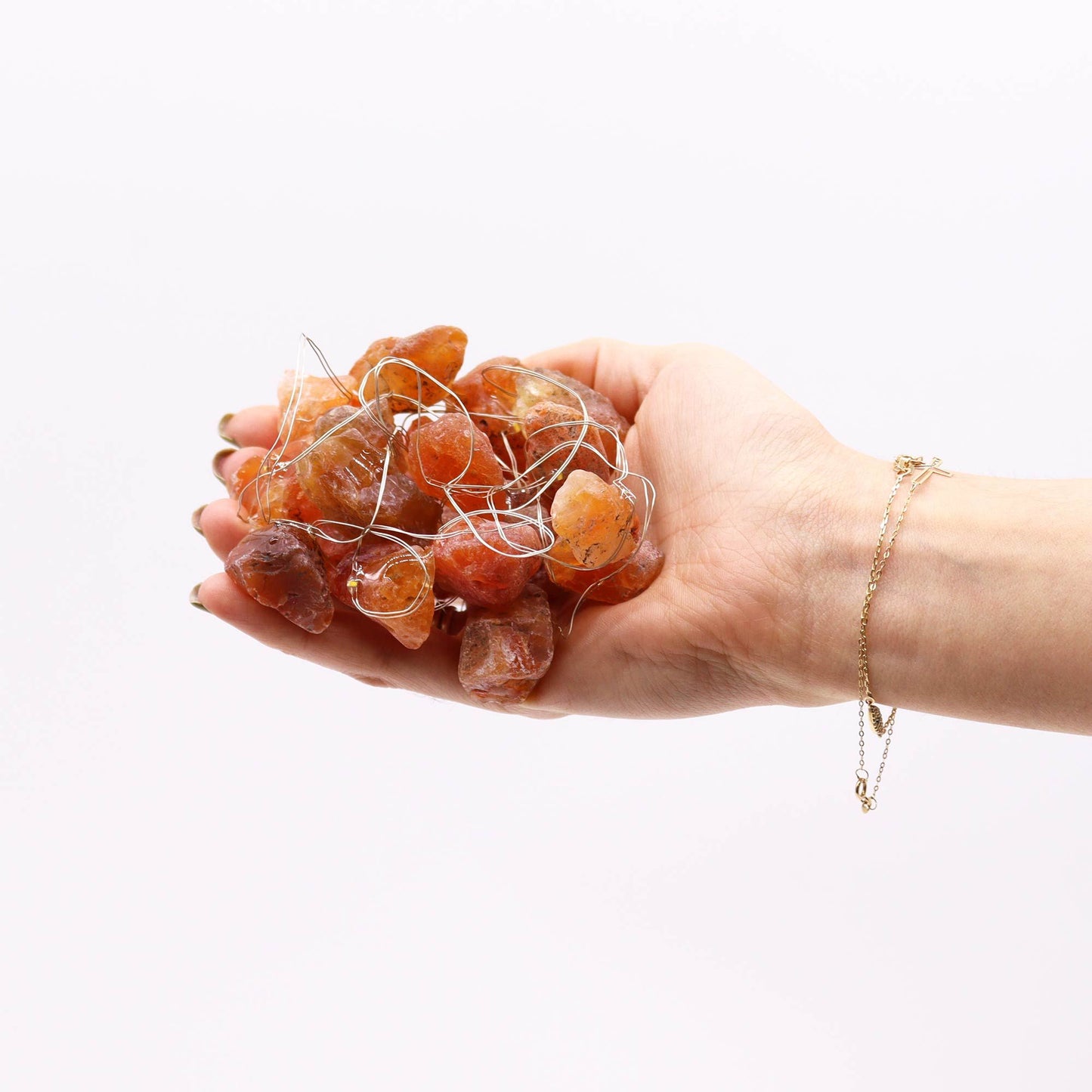 Luces Encantadas con Piedras Naranja – Decoración Cálida y Energética