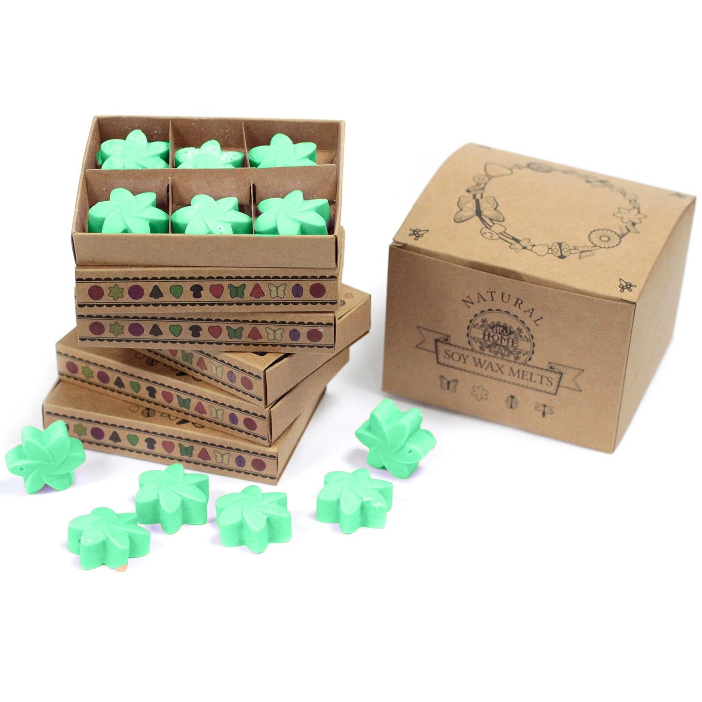 Caja de 6 ceras de soja aromáticas Jardín Escondido – Aroma fresco y floral