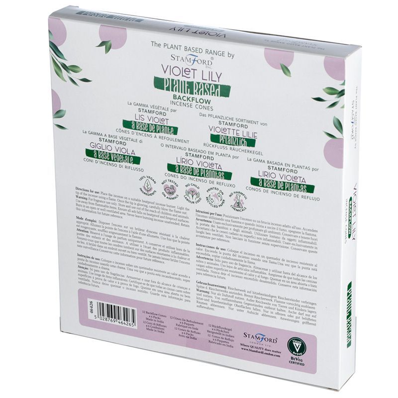 Conos de Incienso de Reflujo Natural de Plantas – Lirio Violeta