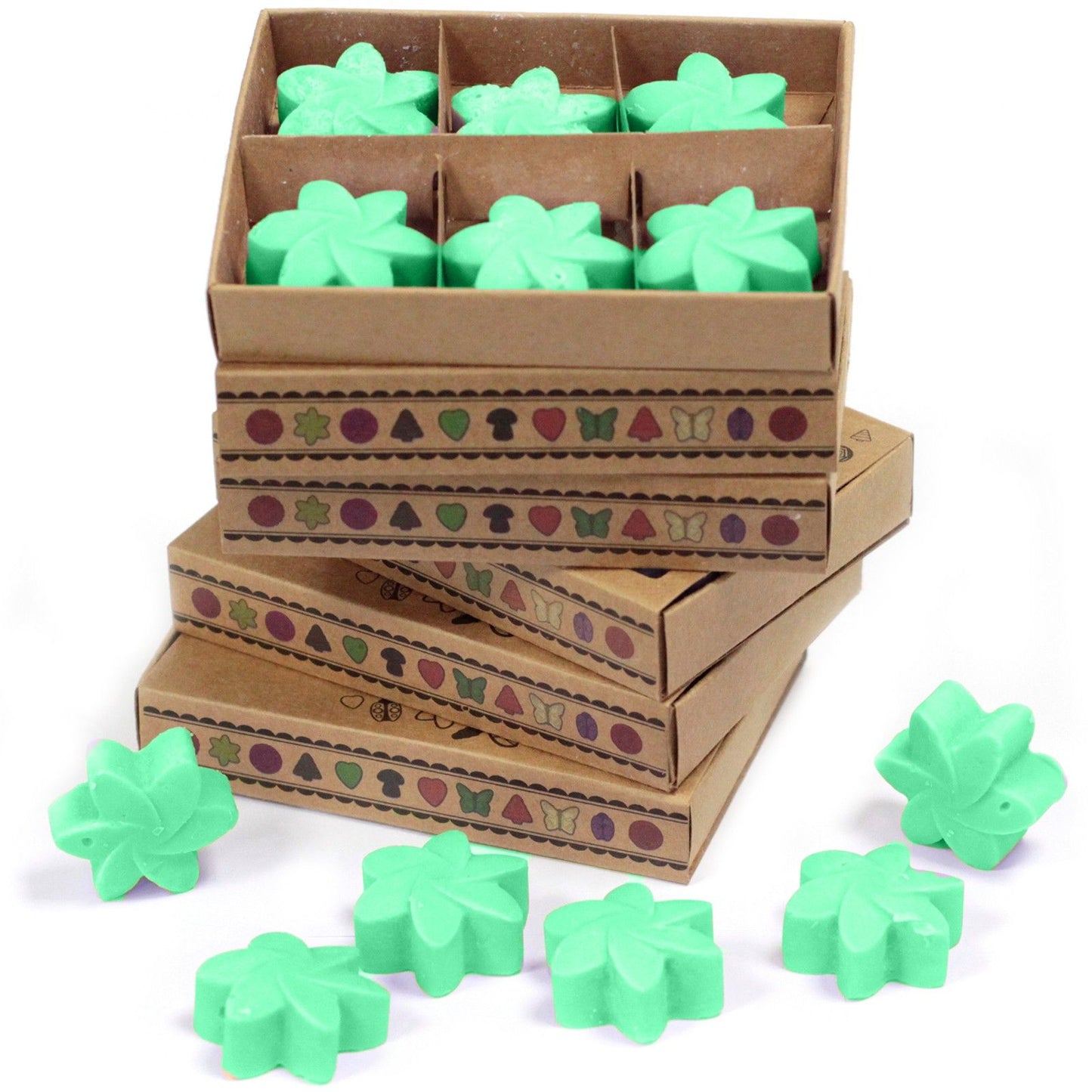 Caja de 6 ceras de soja aromáticas Jardín Escondido – Aroma fresco y floral