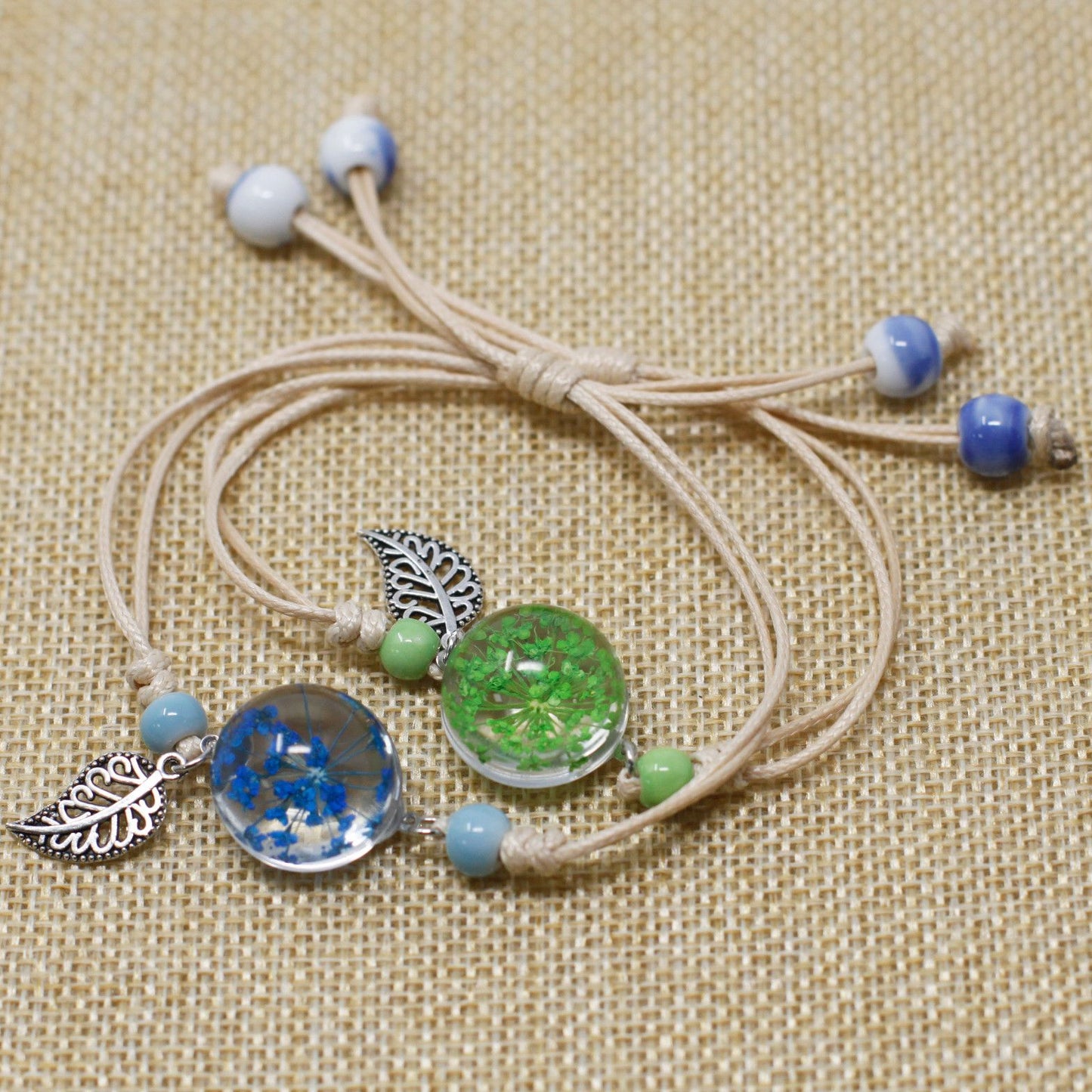 1 Pulsera de Flores y Hojas prensadas