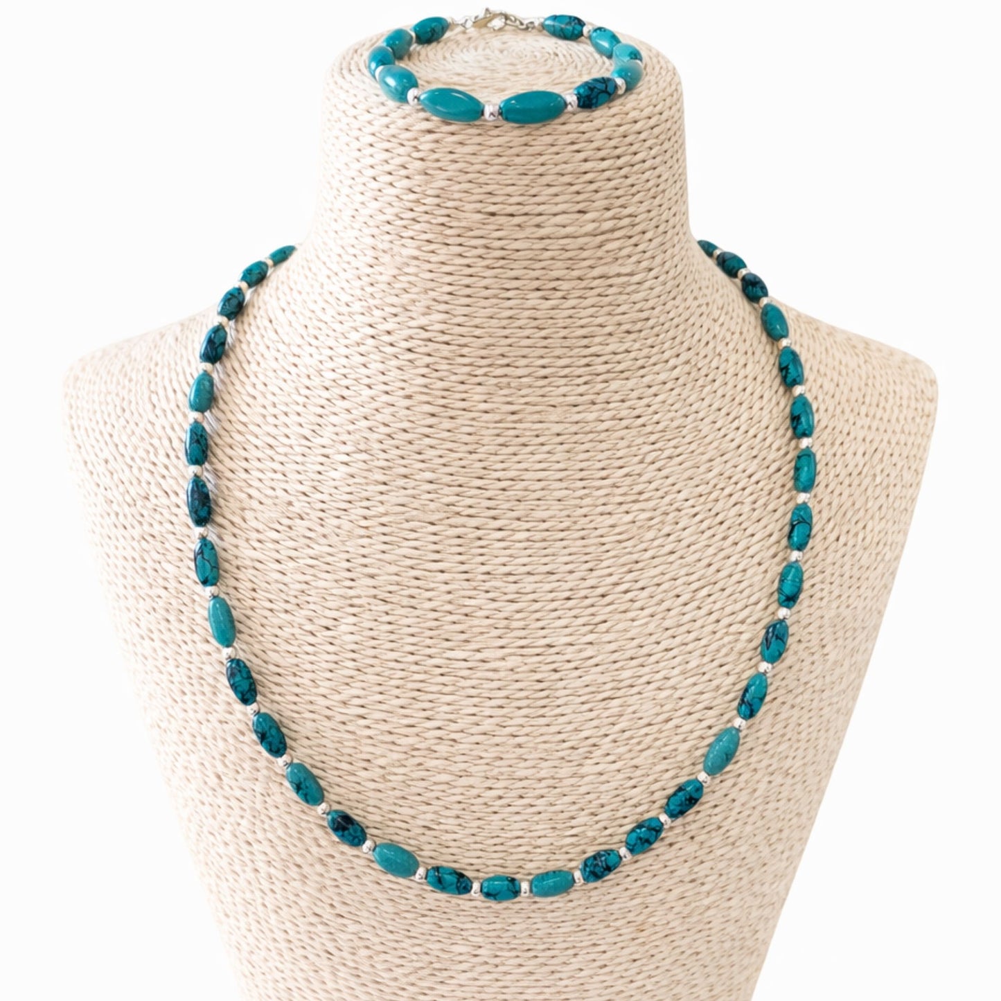 Conjunto Collar y Pulsera Nepalí Estilo Turquesa