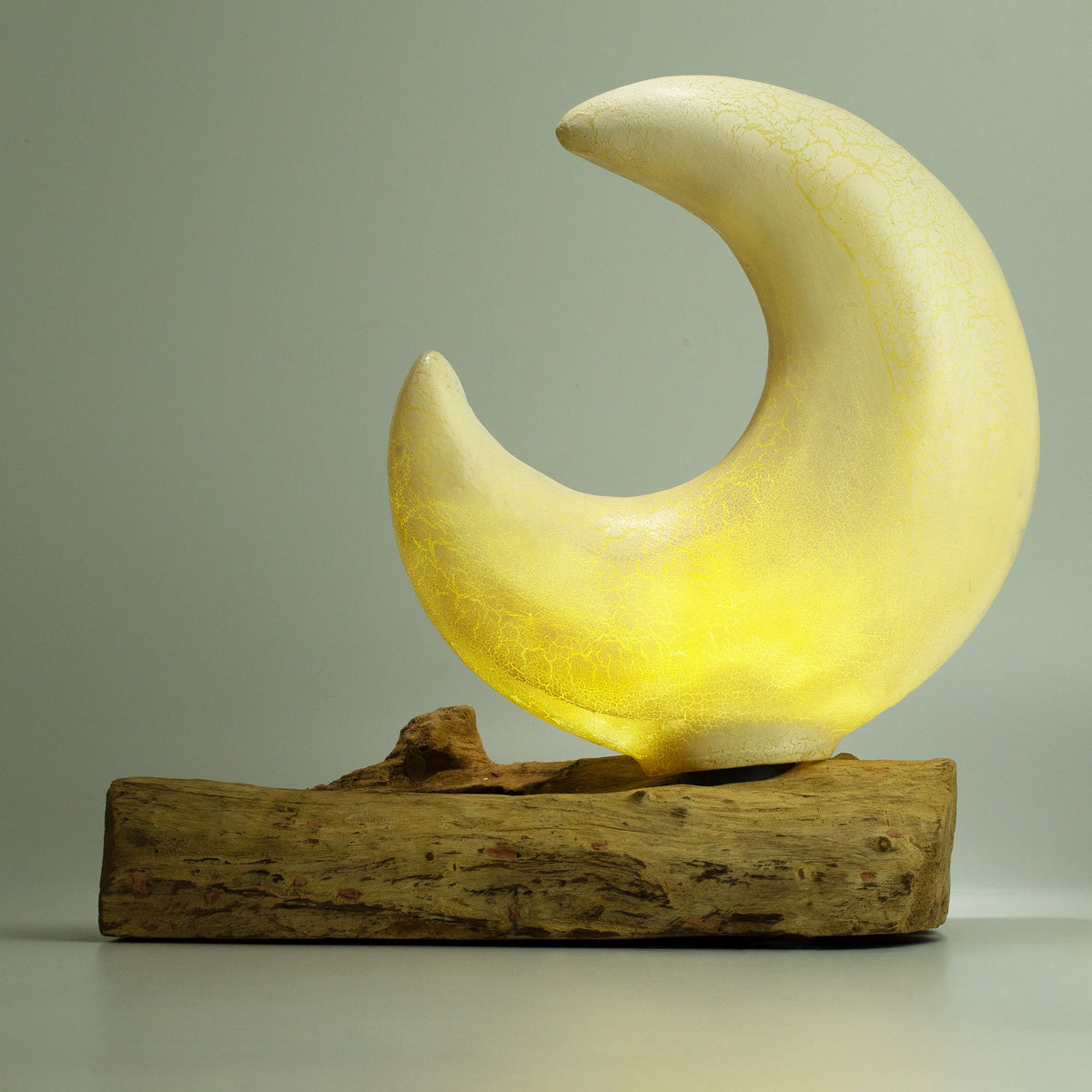 Lámpara de Mesa con Pantalla Media Luna Craquelada – Gris