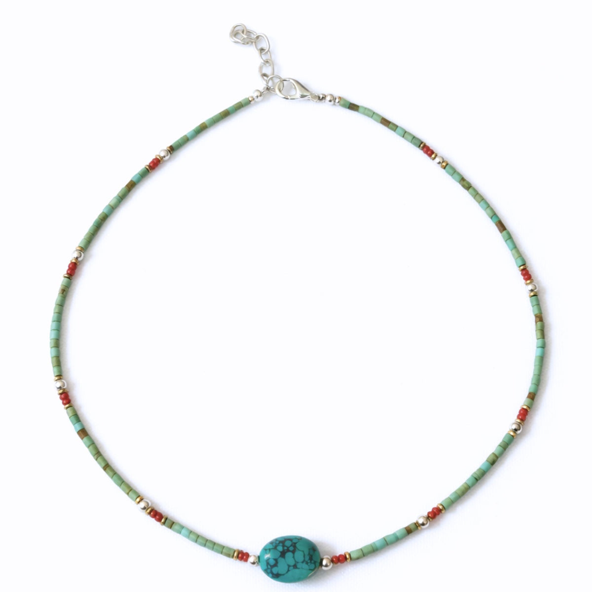 Collar nepalí de turquesa y piedra natural