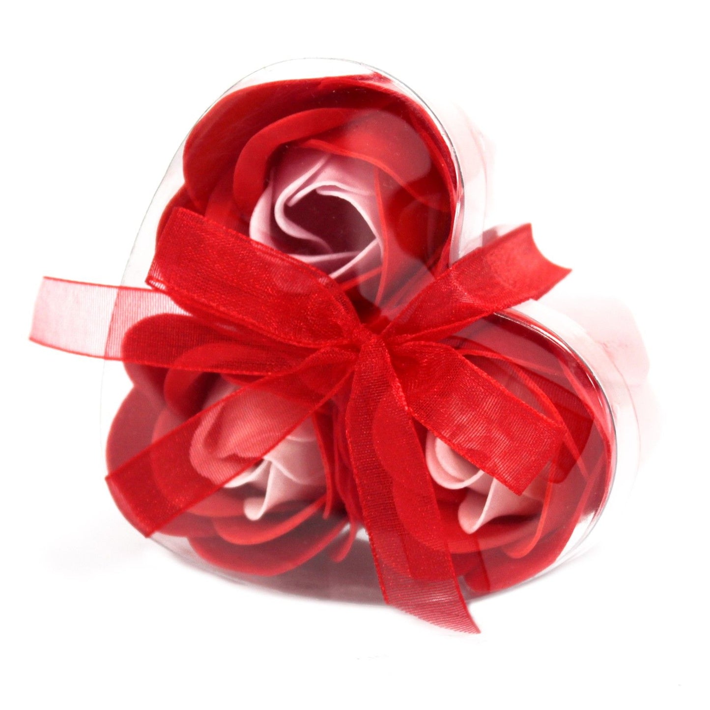 Set de 3 flores de jabón en caja corazón – Rosas rojas