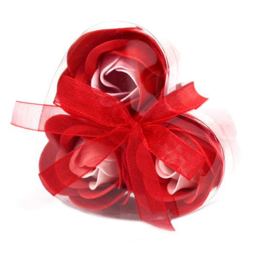 Set de 3 flores de jabón en caja corazón – Rosas rojas