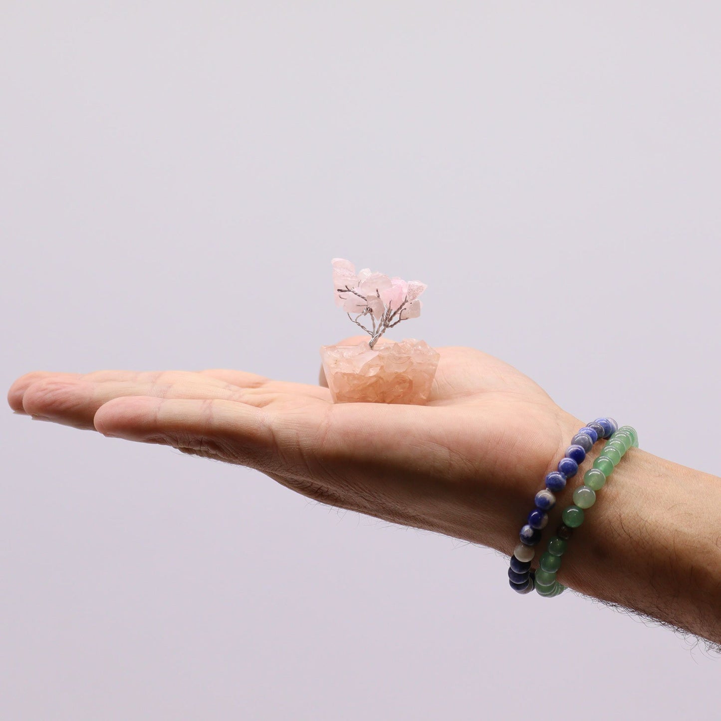 Mini árbol de cuarzo rosa