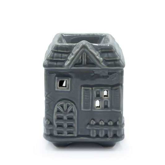 Quemador de Aceite en Forma de Casa Gris – Cerámica Decorativa