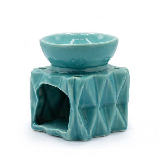 Quemador de Aceite Geométrico Azul – Difusor de Cerámica