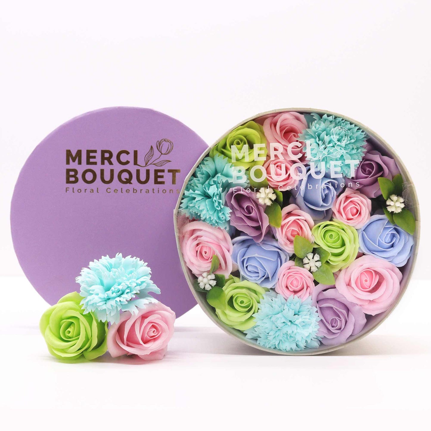 Flores de Jabón “Baby Blessings” – Tonos Azules (Redonda)