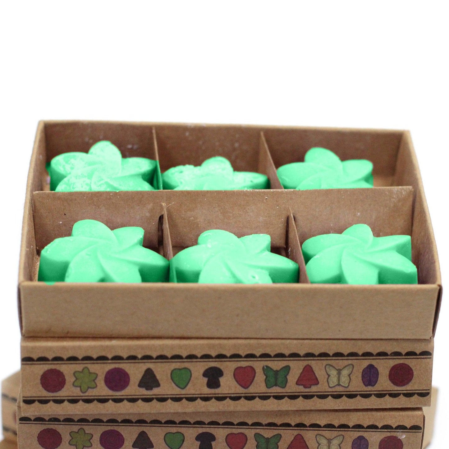 Caja de 6 ceras de soja aromáticas Jardín Escondido – Aroma fresco y floral