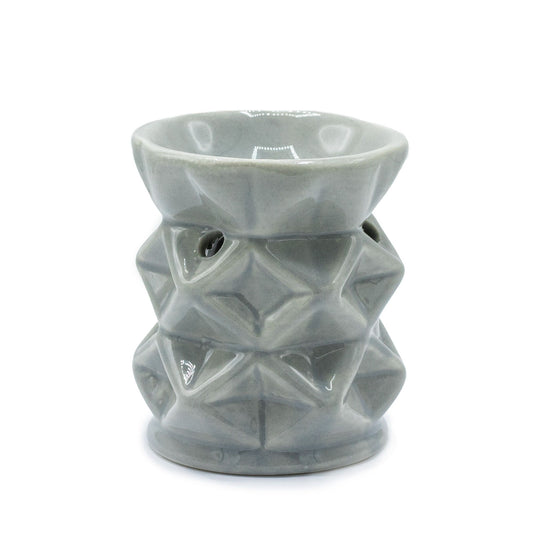 Quemador de Aceite Geométrico Gris – Cerámica Decorativa
