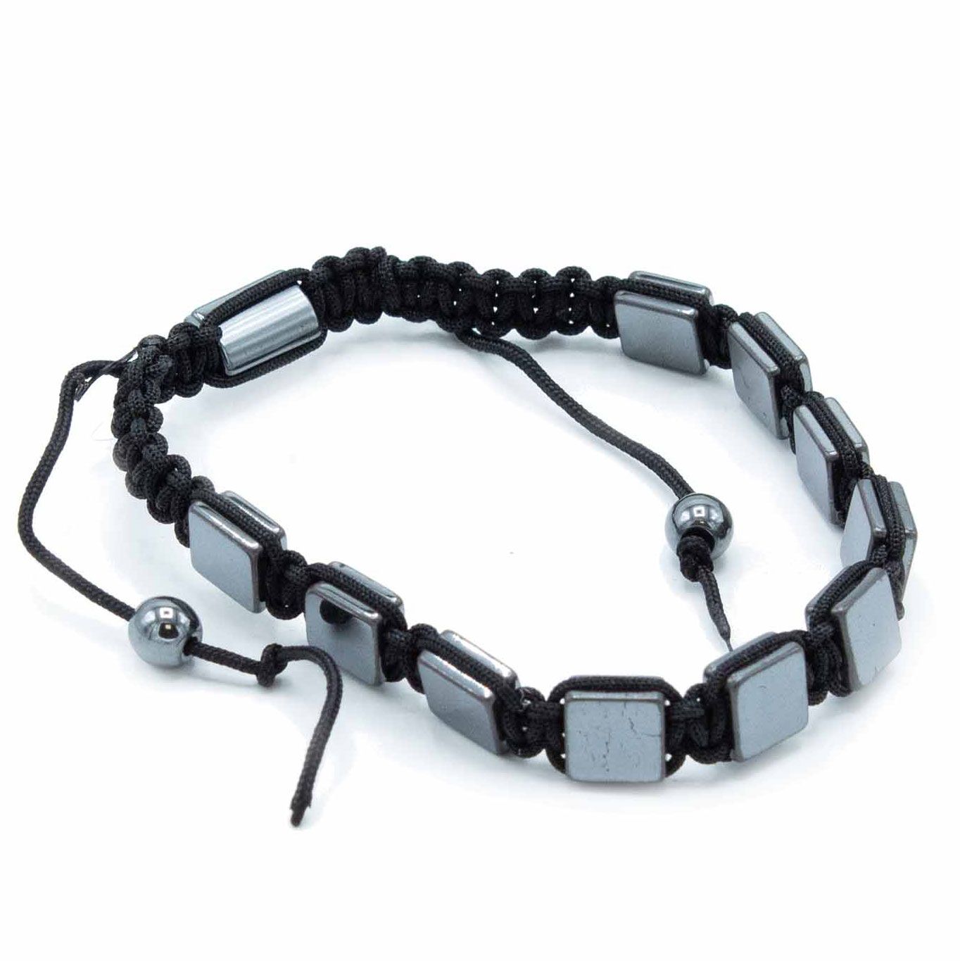Pulsera Shamballa de Hematita – Cubos Planos