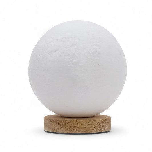Lámpara de Mesa Luna – Luz LED Regulable USB con Base de Madera