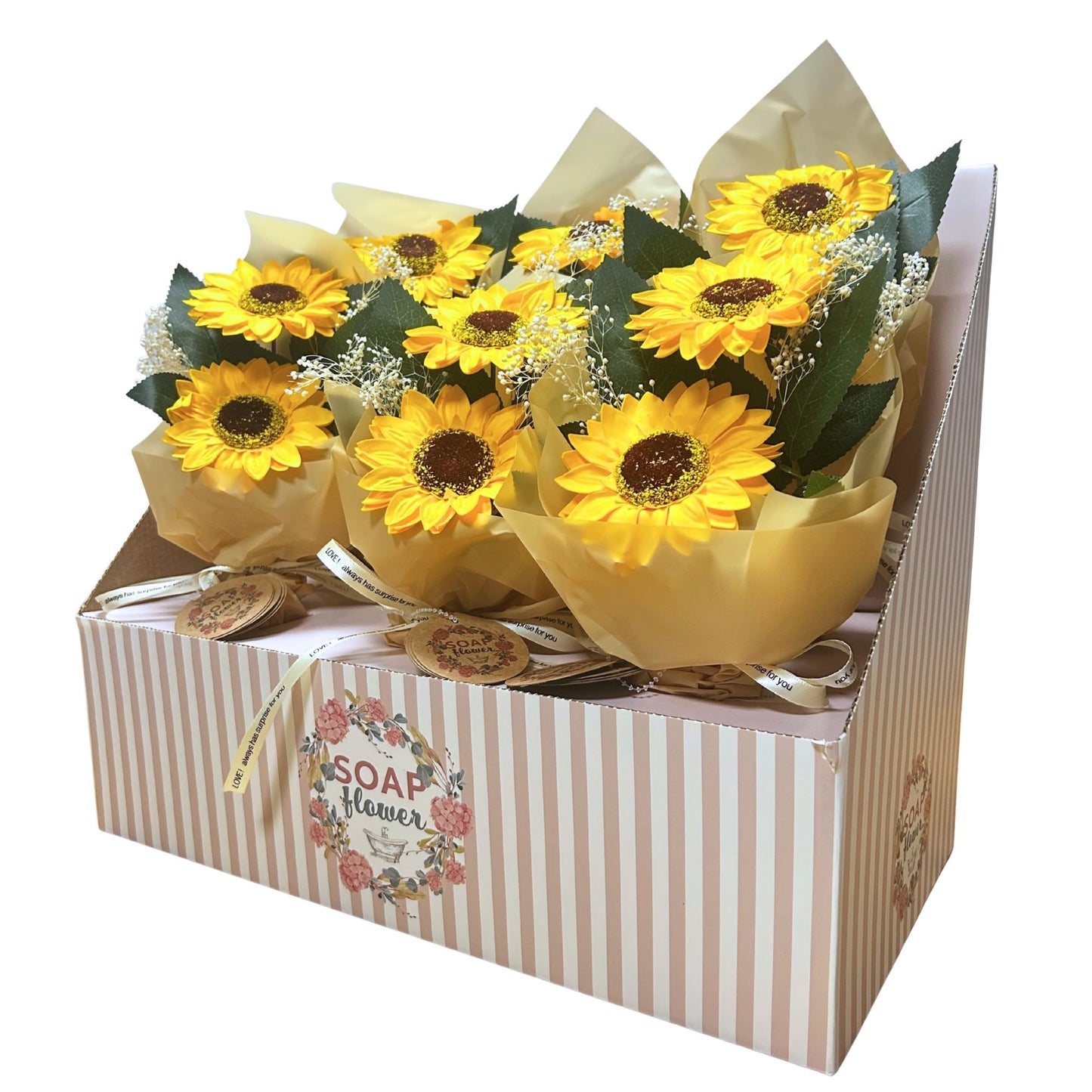 Flor de jabón – Ramo de dos girasoles