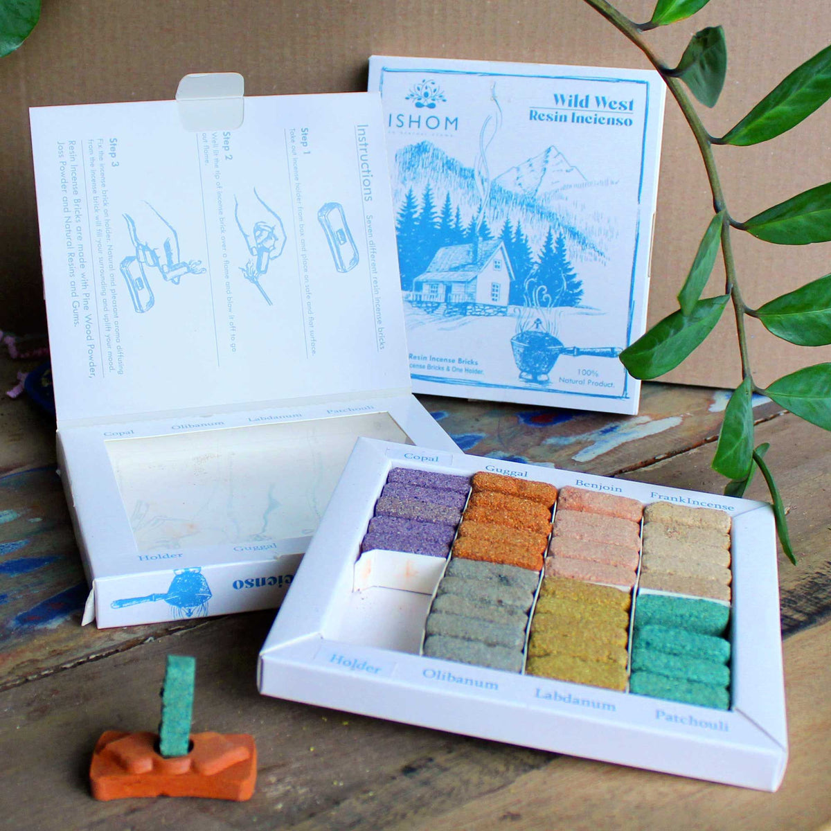 Set 70 Ladrillos de Incienso Natural Wild West con Quemador
