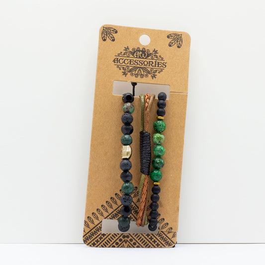 Set de Pulseras para Hombre – Verde Exterior