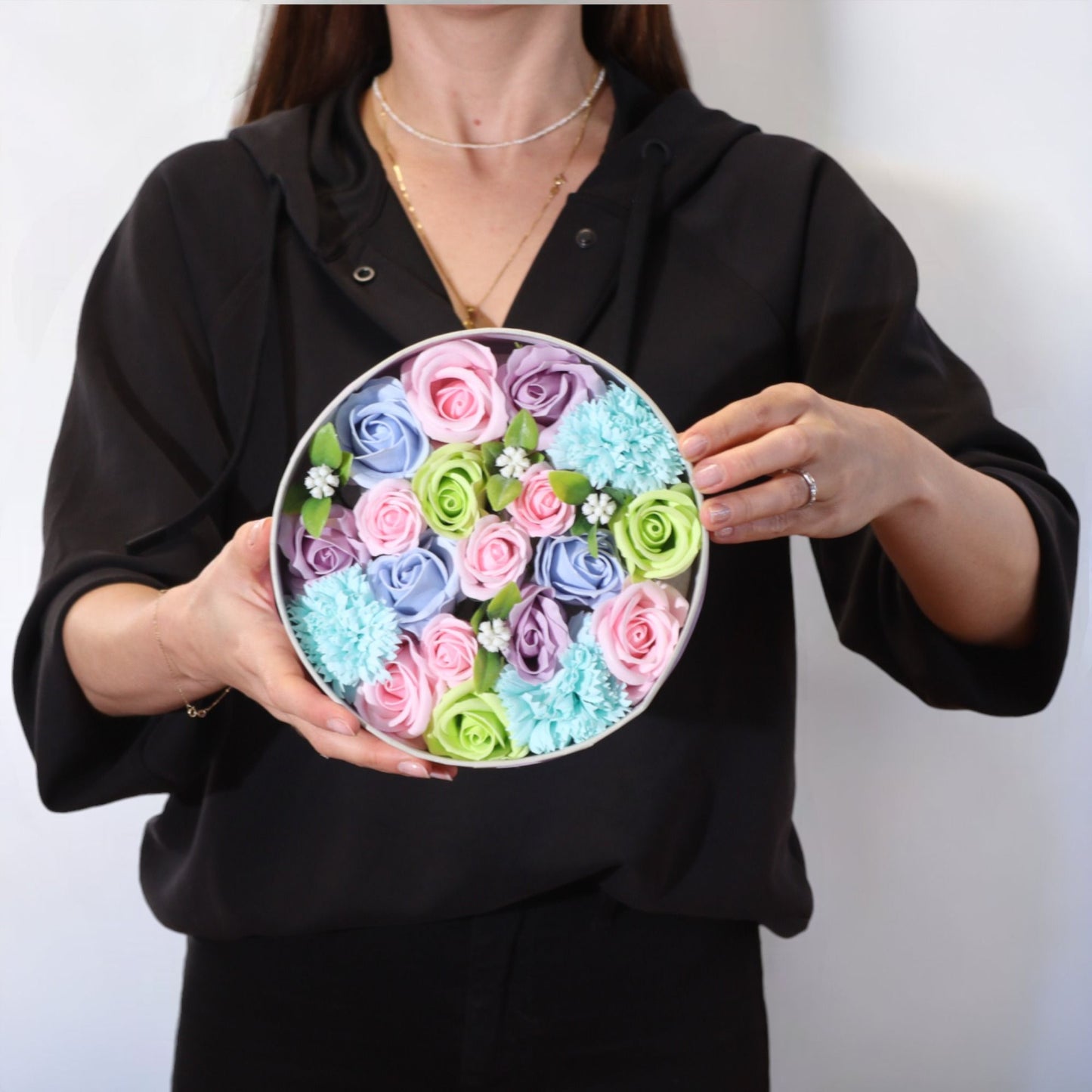 Flores de Jabón “Baby Blessings” – Tonos Azules (Redonda)