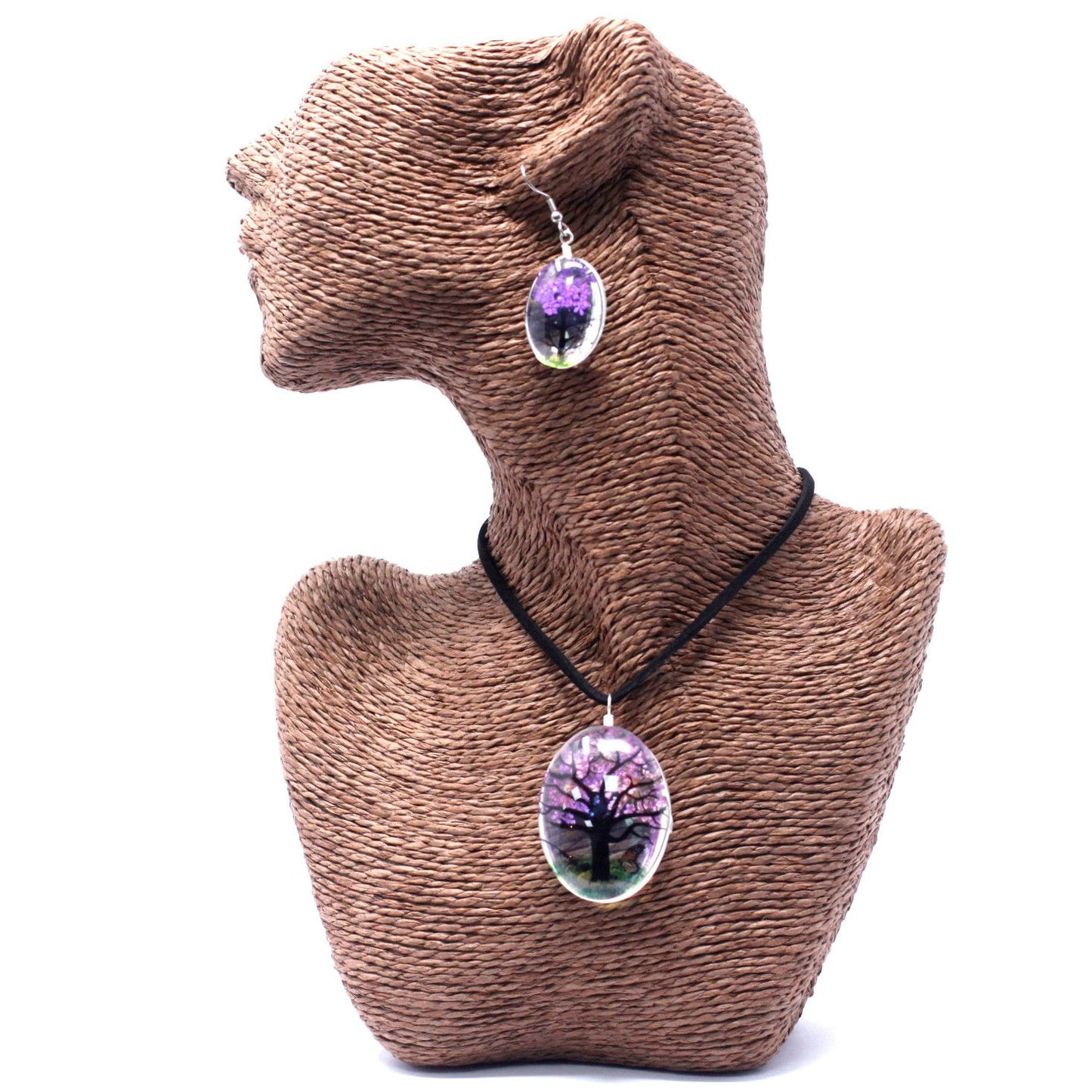 Conjunto Árbol de la Vida Lavanda – Collar y Pendientes