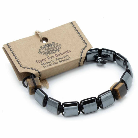 Pulsera Shamballa de Hematita y Ojo de Tigr