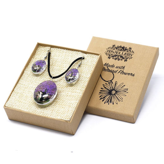 Conjunto Árbol de la Vida Lavanda – Collar y Pendientes