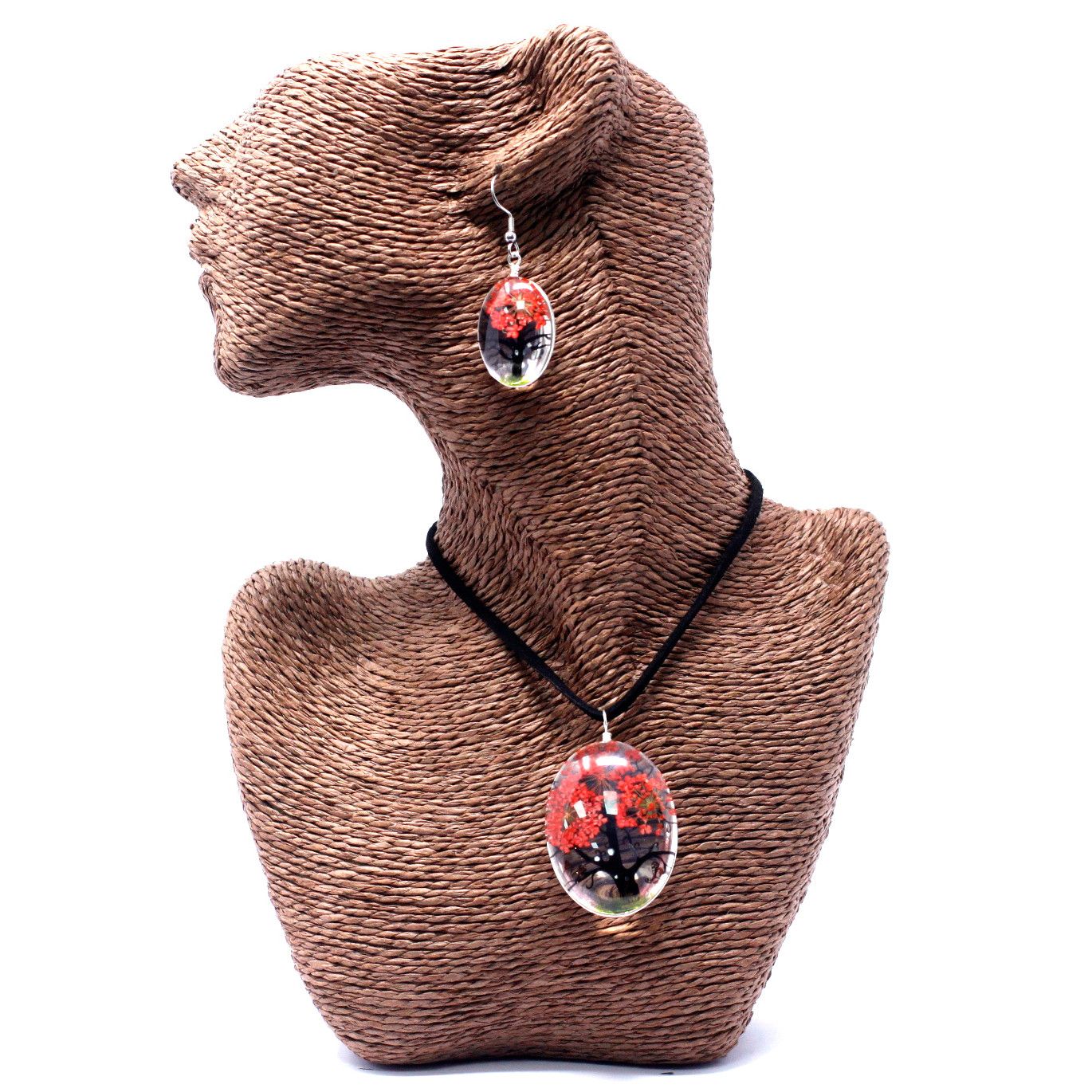 Conjunto Árbol de la Vida Coral – Collar y Pendientes