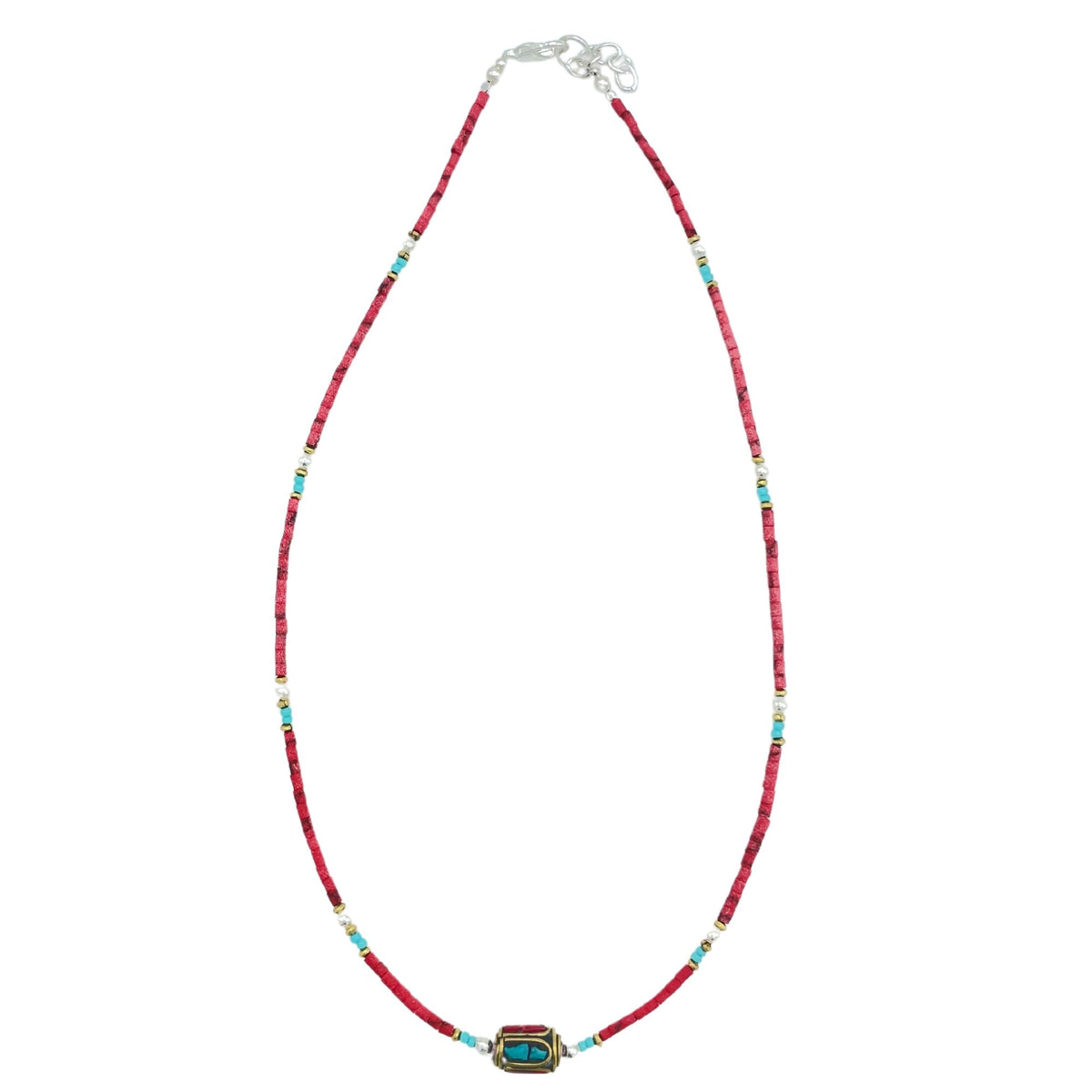 Collar Nepalí de Gemas Extrafinas – Coral Tribal 43 cm