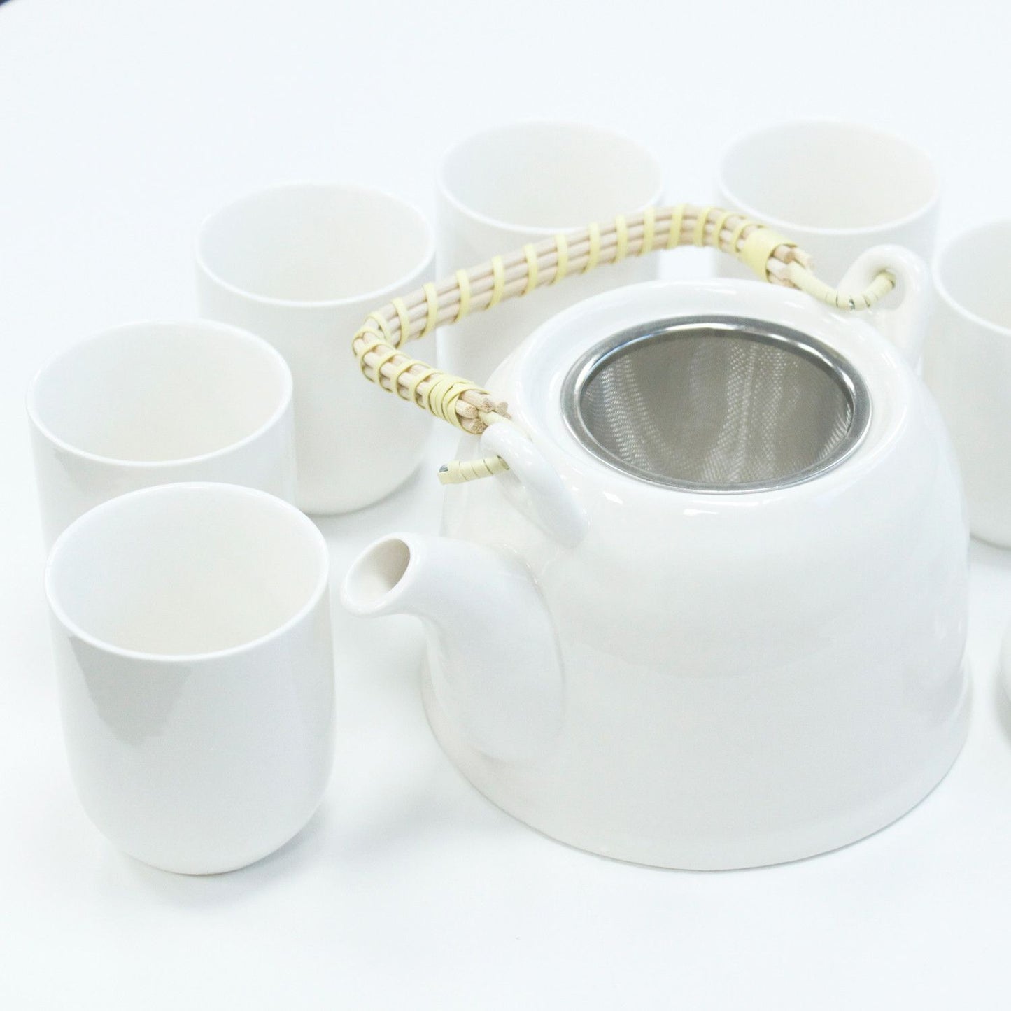 Set de tetera blanco clásico con tazas – Cerámica