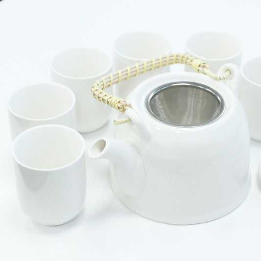 Set de tetera blanco clásico con tazas – Cerámica
