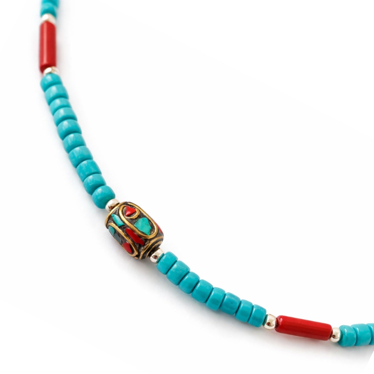 Collar Nepalí Turquesa y Coral + Pulsera Artesanal | Joyería Boho Étnica