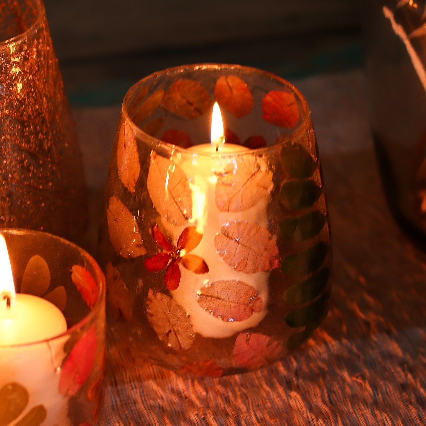 Portavelas de vidrio floral natural – Jarrón Margarita