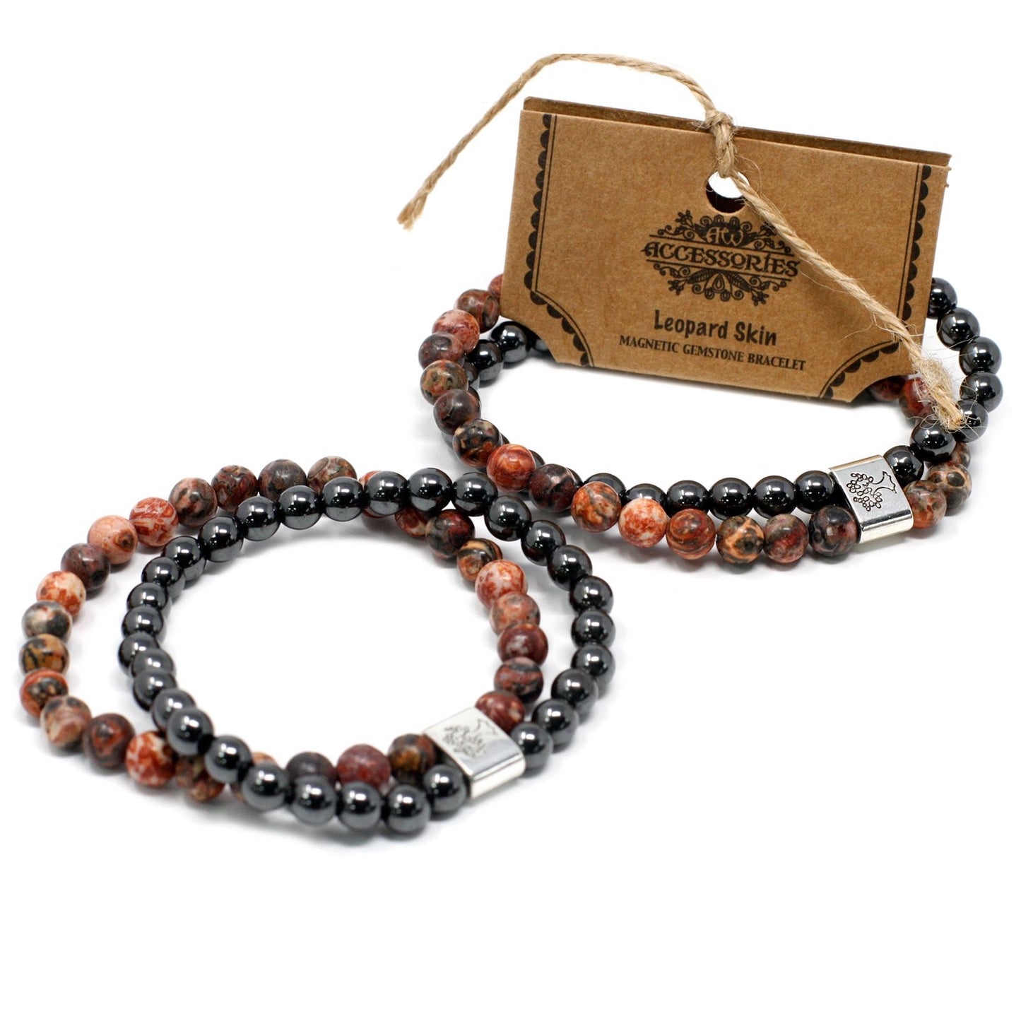 Pulsera de Piedras Magnéticas – Piel de Leopardo