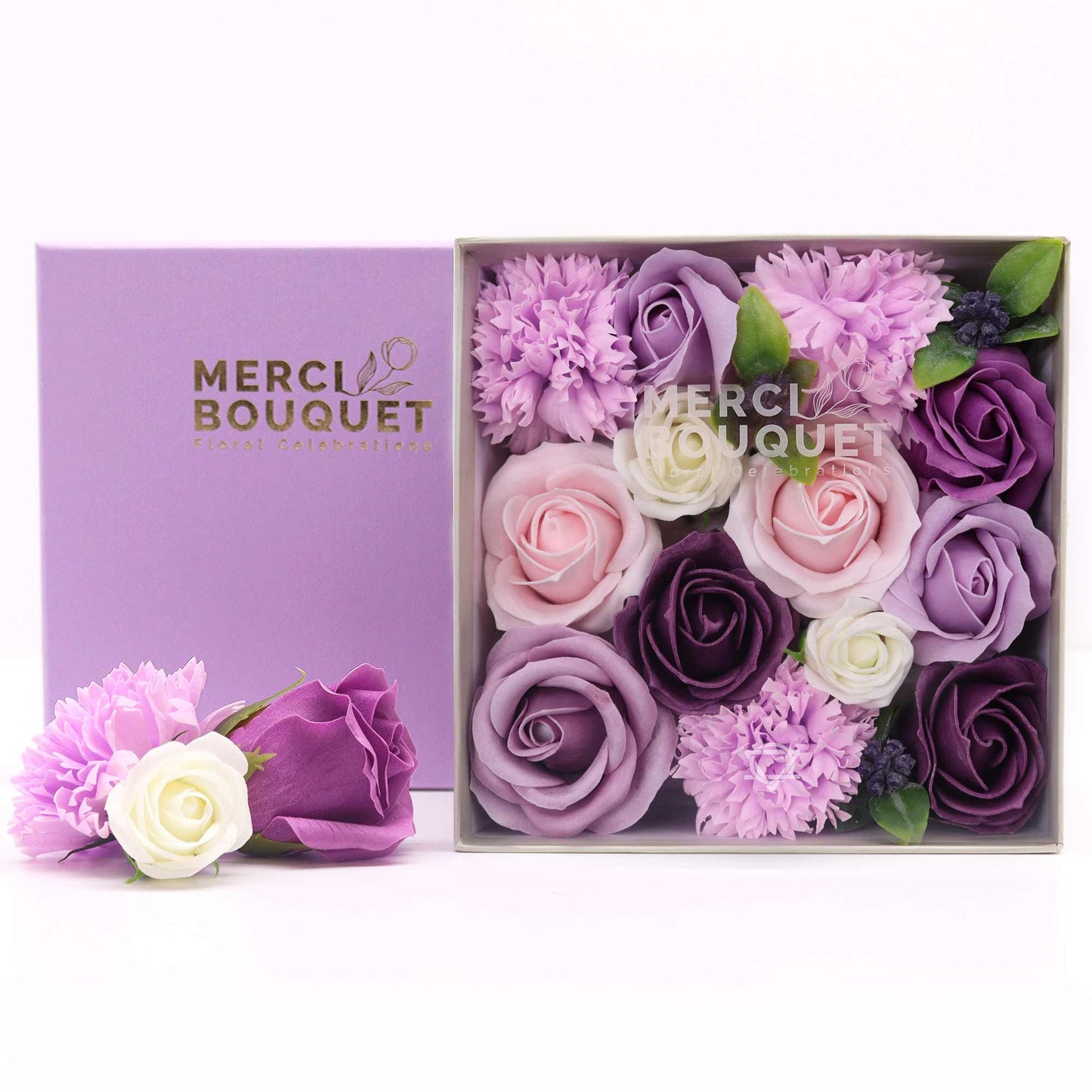 Caja de Rosas de Jabón Eternas Lavanda