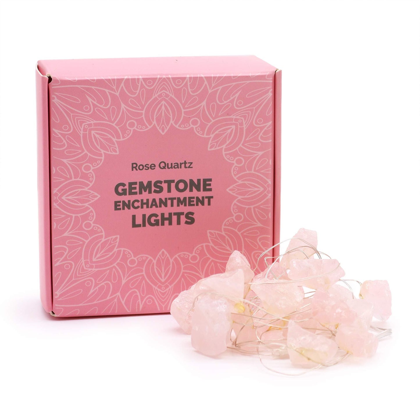 Luces Encantadas con Piedras de Cuarzo Rosa – Decoración Suave y Natural