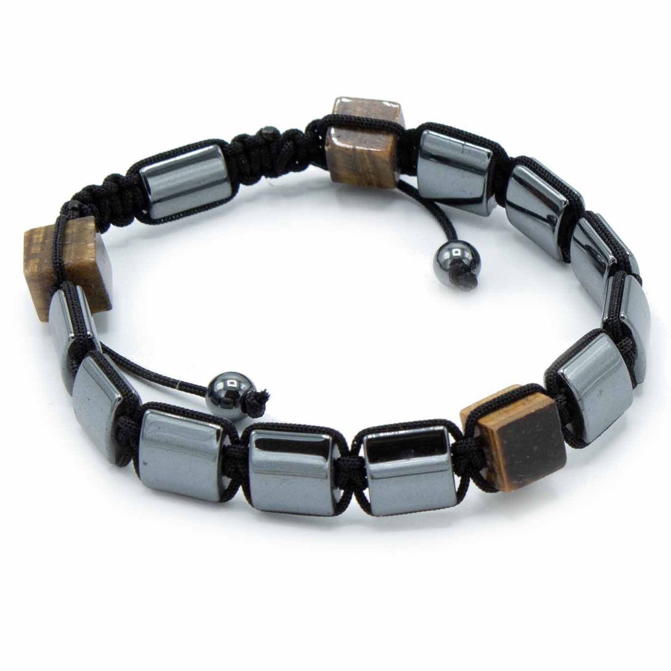 Pulsera Shamballa de Hematita y Ojo de Tigr