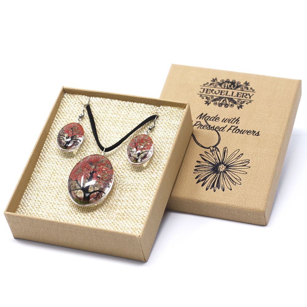 Conjunto Árbol de la Vida Coral – Collar y Pendientes