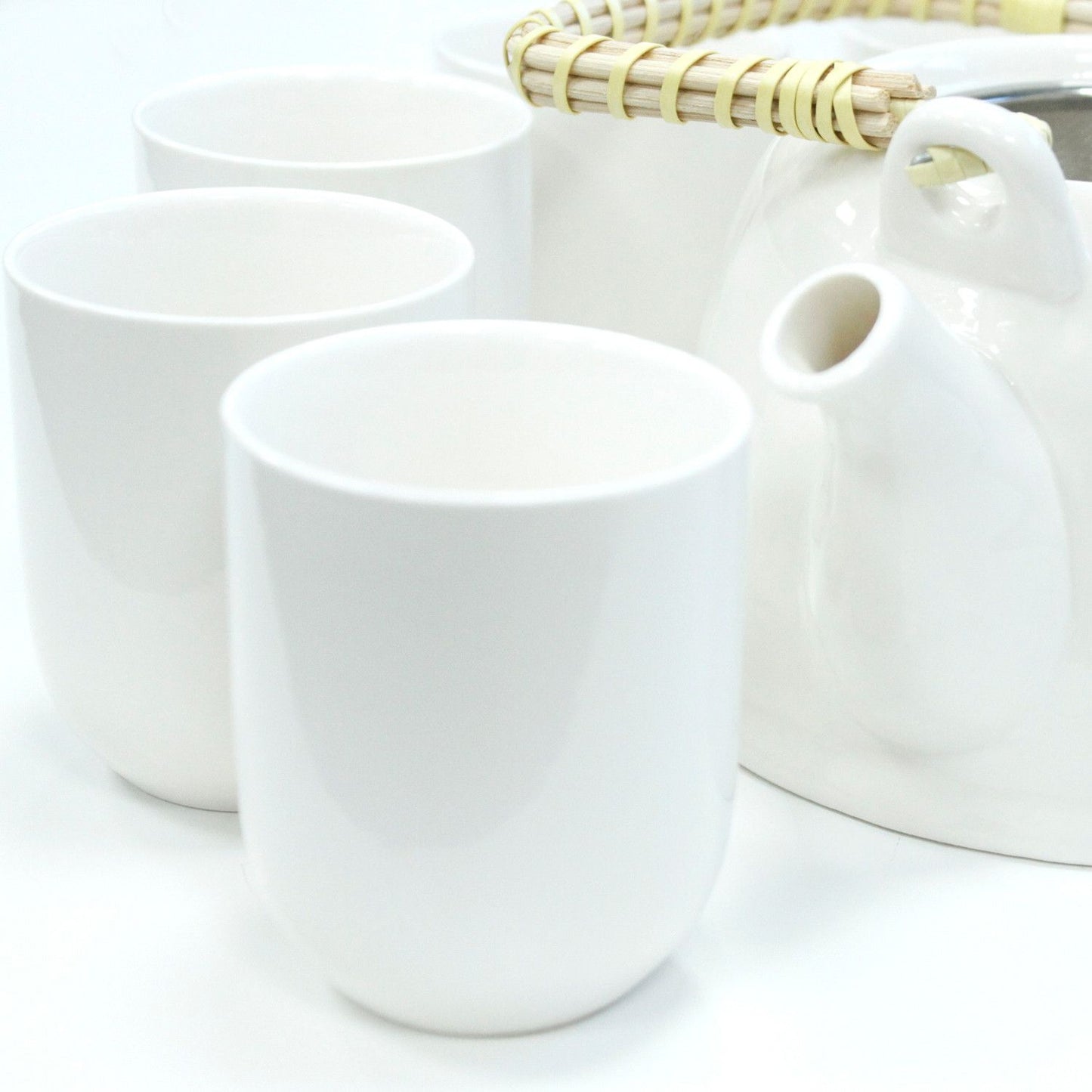 Set de tetera blanco clásico con tazas – Cerámica