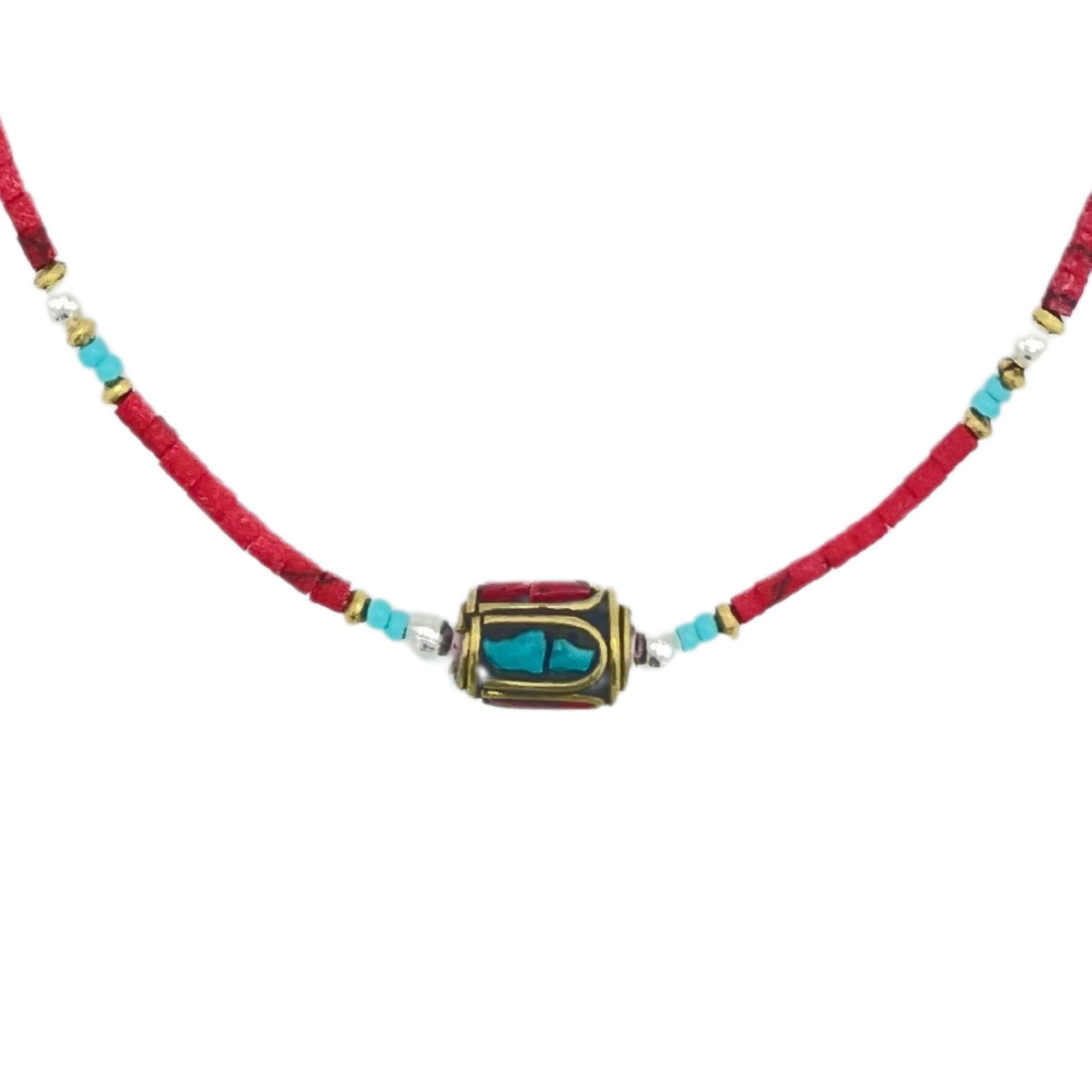 Collar Nepalí de Gemas Extrafinas – Coral Tribal 43 cm