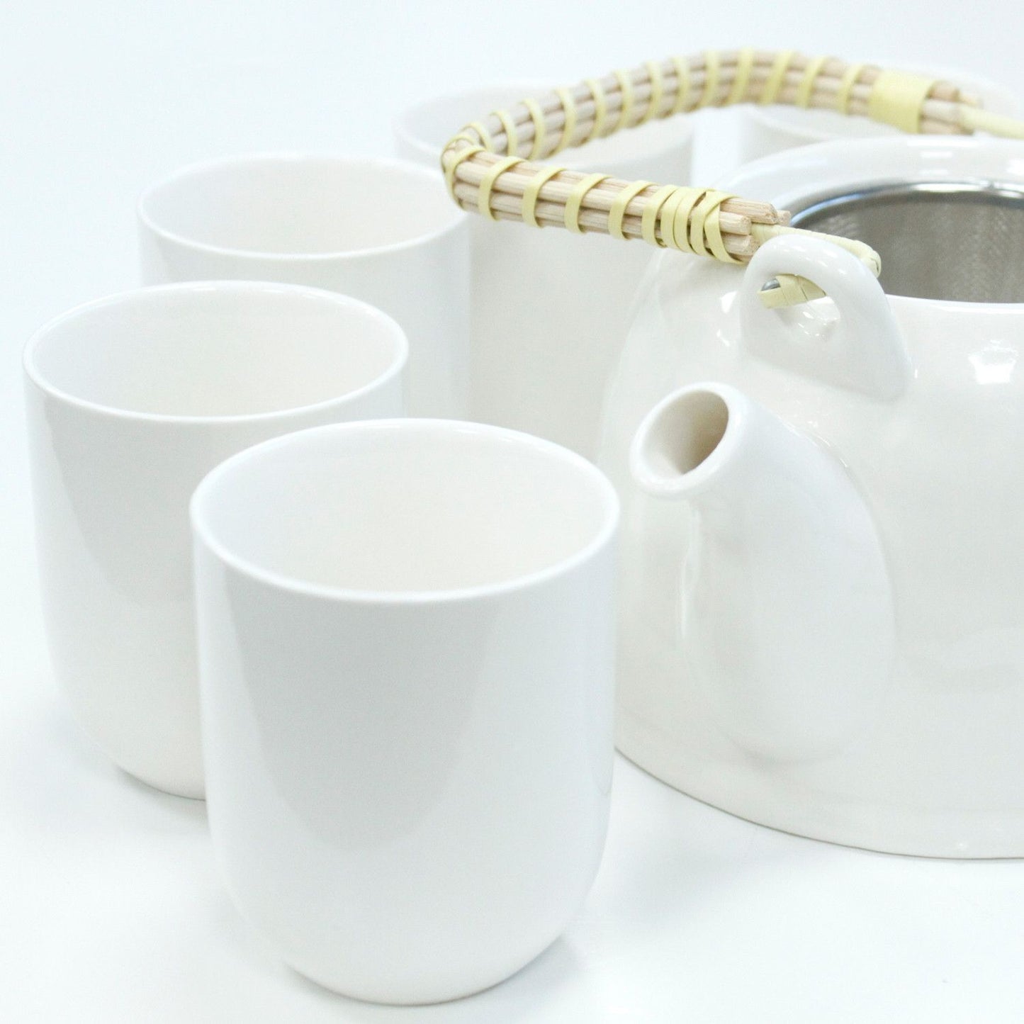 Set de tetera blanco clásico con tazas – Cerámica