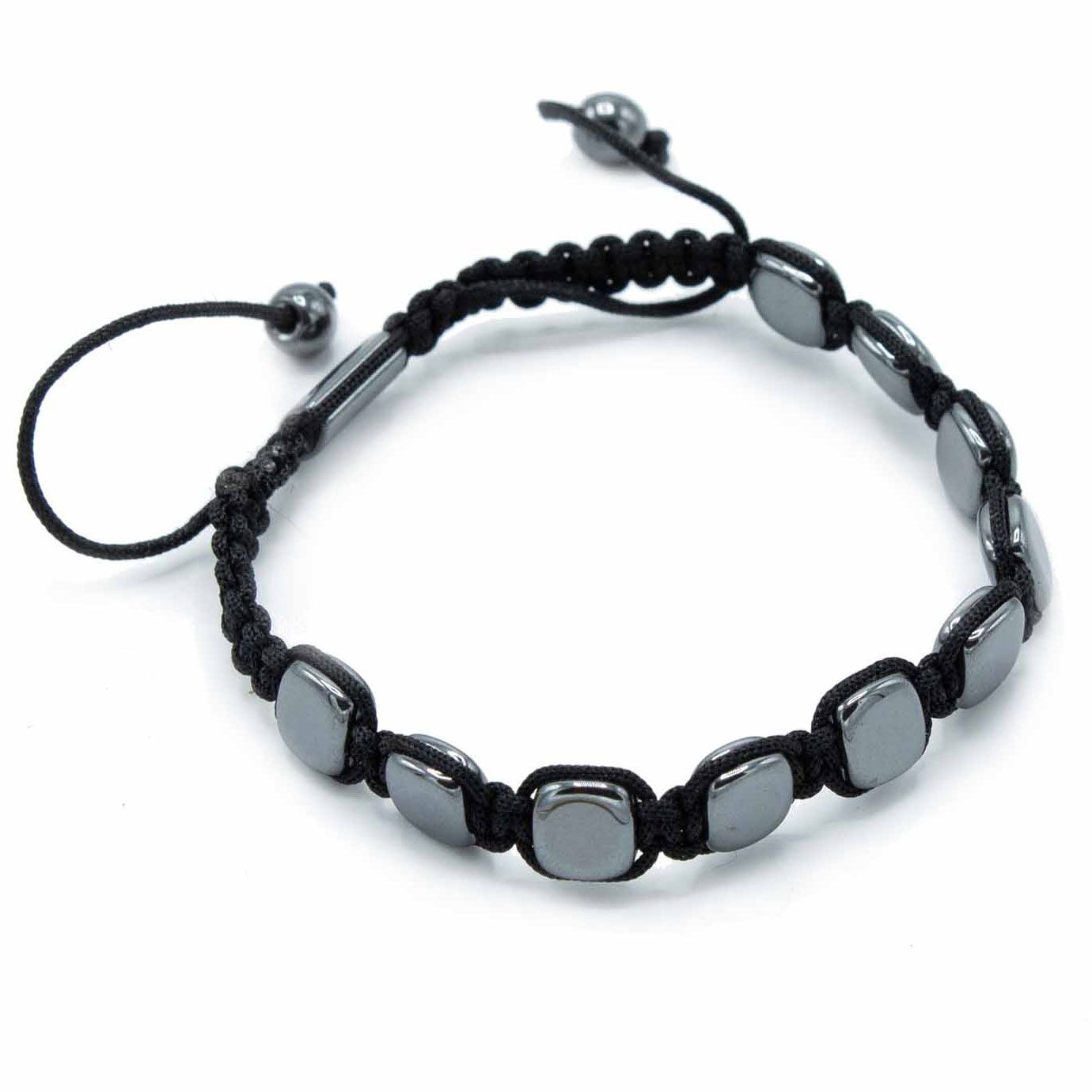 Pulsera Shamballa de Hematita – Esquinas Redondeadas